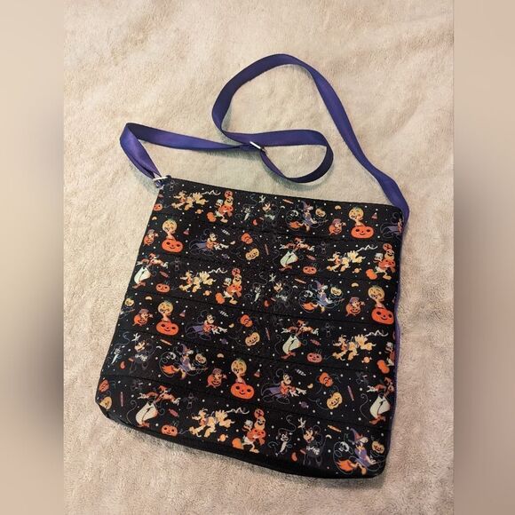 Harveys Handbags - Harveys Halloween Print Crossbody Bag - Black & Orange with Purple Strap
